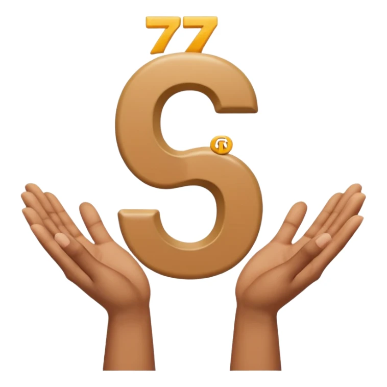 Two open separate hands. The one on the left has the number 6 on top of it floating and the other one has 7 on top of it floating sticker