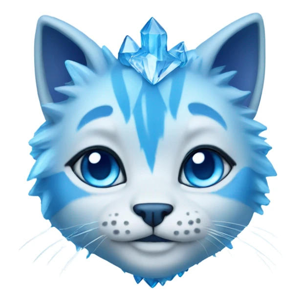 A blue frozen cat with blue crystals on it sticker