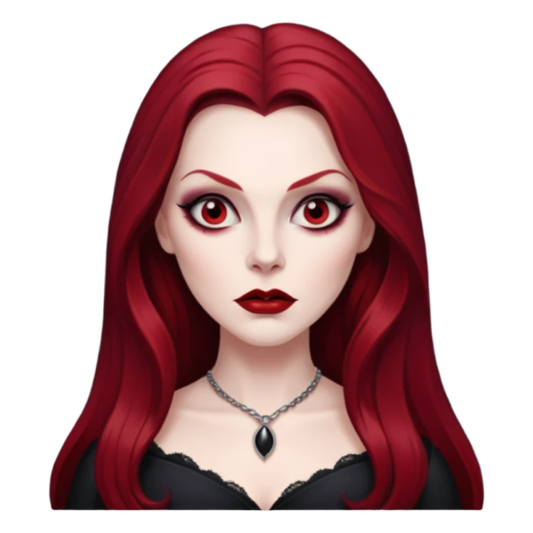 Vampira with long dark red hair sticker