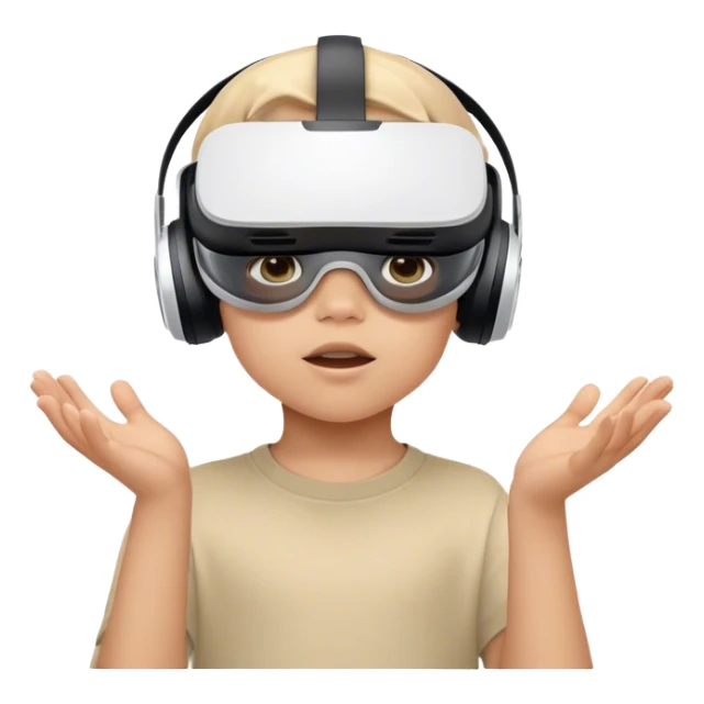 Child wearing virtual reality glasses, with a curious and engaged expression, exploring the digital world through VR technology. sticker
