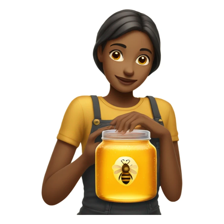 Girl holding jar of honey sticker