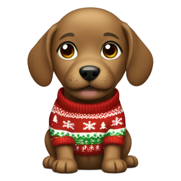 Gmail the puppy wearing a Christmas sweater sticker