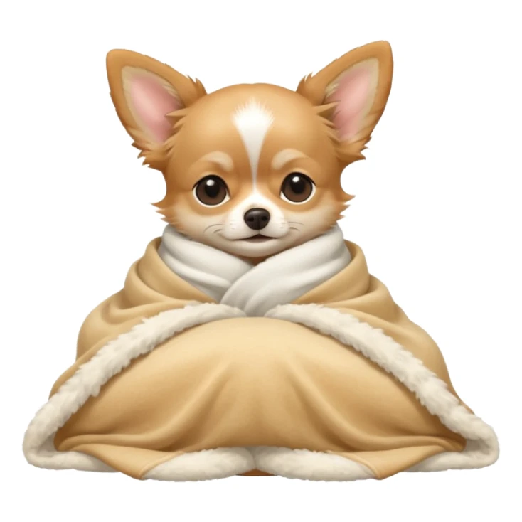 Long haired chihuahua, beige, white chest and socks, sleeping cutely under blanket sticker