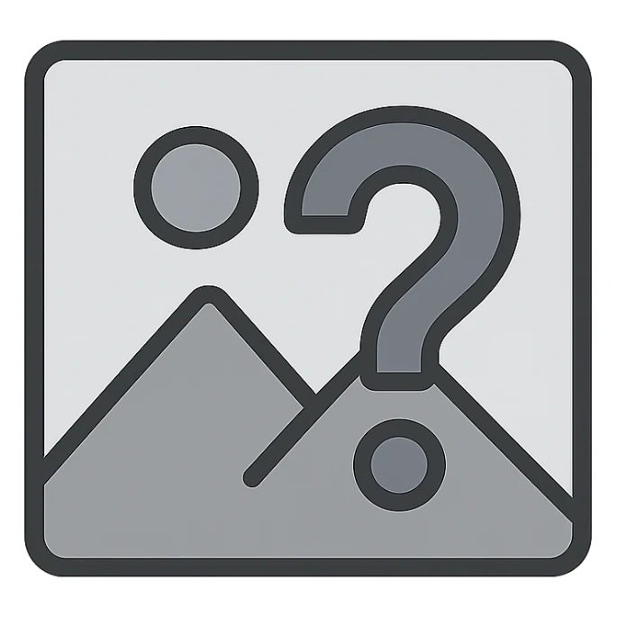 minimal icon style image placeholder emoji, gray color, large question mark overlay sticker