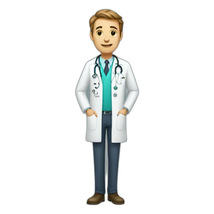 Doctor with the letters “MEDIFIN” on his clothes sticker