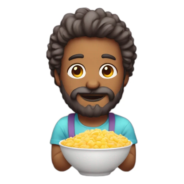 hombre pelo canoso con barba comiendo pastel sticker