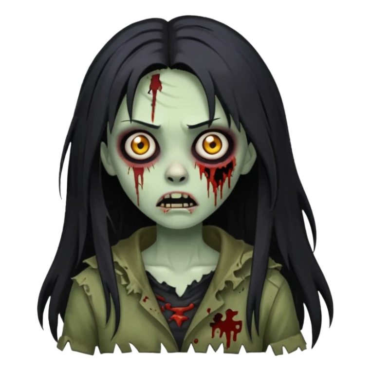 girl zombie with black long hair and franja sticker