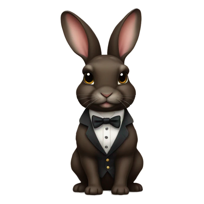 Dark brown, mini Rex bunny as a distinguished gentleman and very cute sticker
