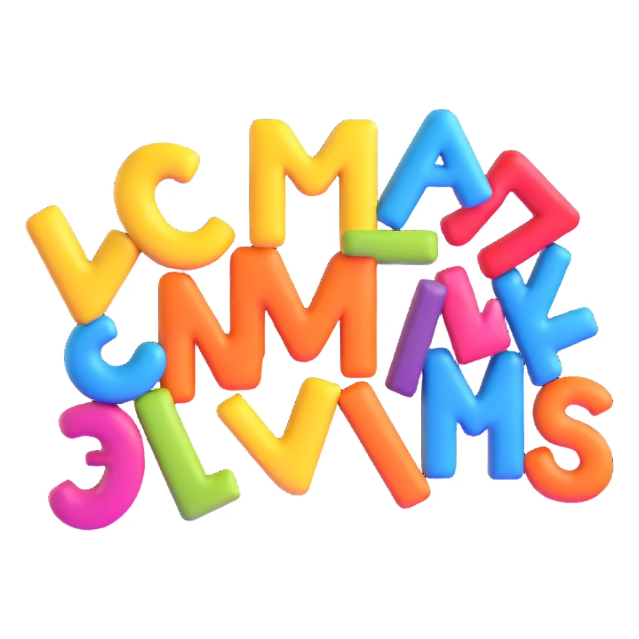 dimensional text inscription, floating cartoon letters, perspective view, bright colorful, lively atmosphere sticker