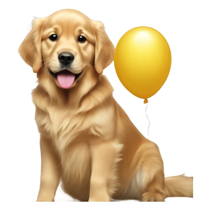 Golden retriever with baby balloon in mouth sticker