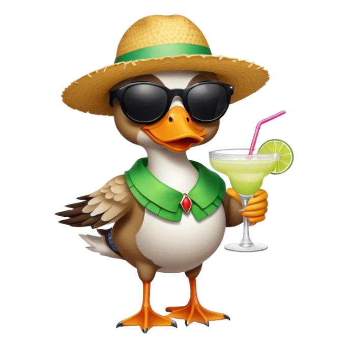 Sassy Duck wearing sunglasses drinking a margarita  sticker