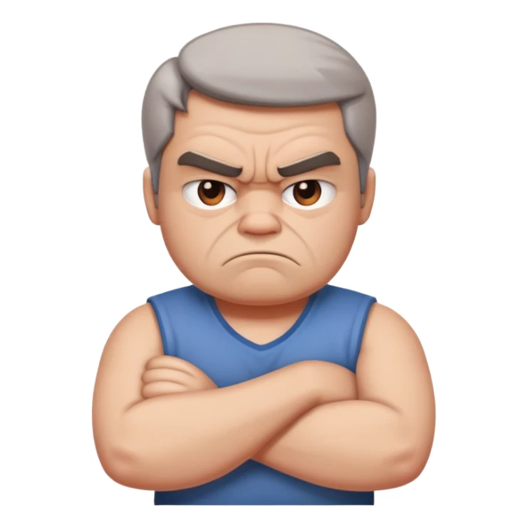 Bitter grumpy person with frown, arms crossed sticker