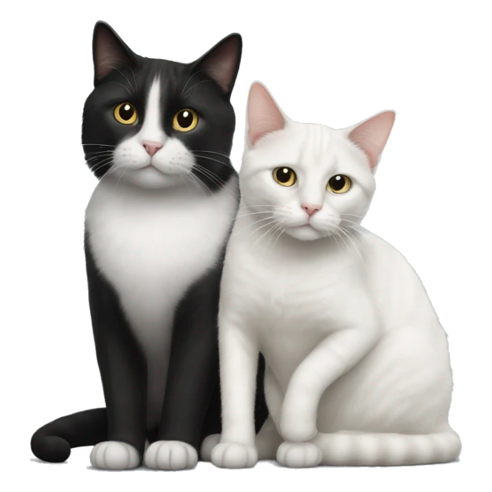 Black and white cat sitting with dirty white cat  sticker