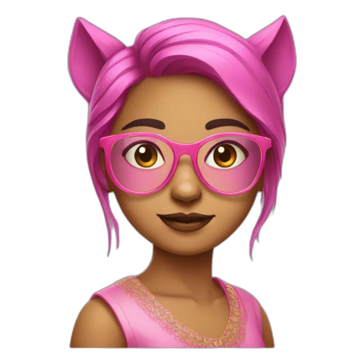 Fair indian girl with a wolfcut and pink translucent spectacles sticker