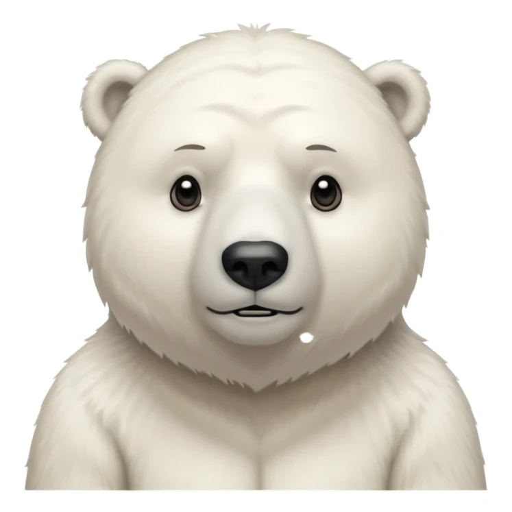 Make a humanoid polar bear shrugging, he must look doubtful, showing only from chest above, no legs sticker