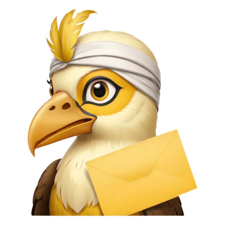 truthahnvogel with headscarf (no human) holding yellow paper sticker