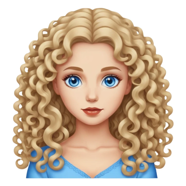 Katya pretty curly long hair, blue eyes sticker