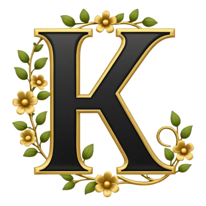 Shint Black monogram use both letter K and the letter B outlined with gold and a gold flowervine around the left side sticker