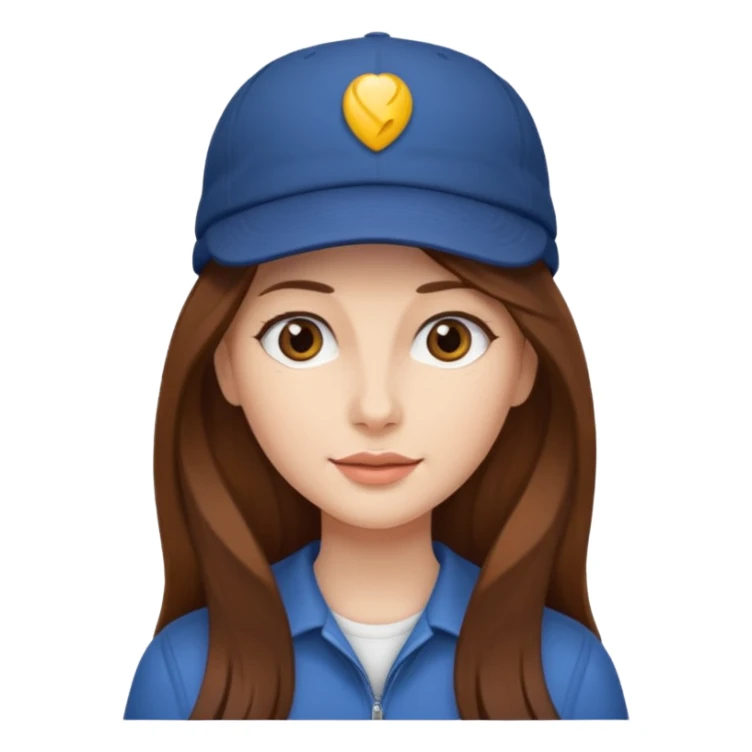  lady with long brown hair wearing a cap sticker