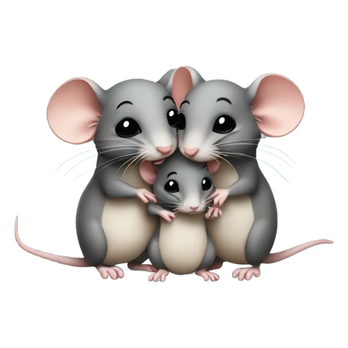 family of baby rats hugging each other  sticker