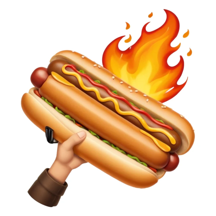 Hand Holding a Flaming Hotdog sticker