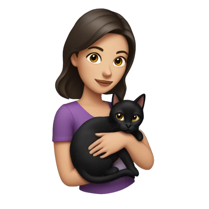 Pretty brunette woman holding Black cat sticker