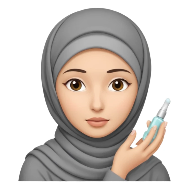 wanita berhijab abu-abu lagi skincare di muka sticker