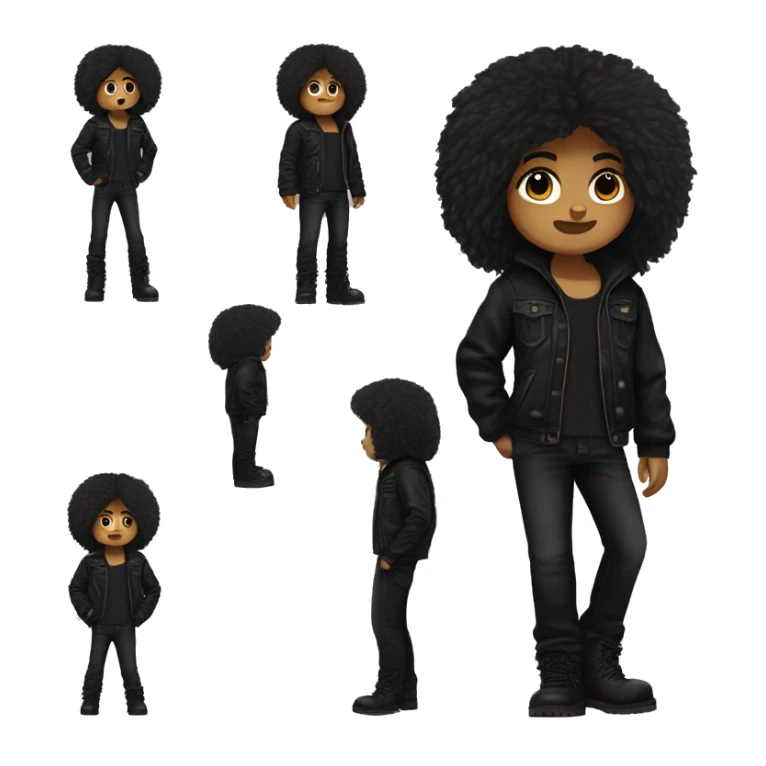 Teddy bear, bear, brown fur, full body, standing, wearing true religion black jacket and black pants, new rocks black boots, black hair medium length straight messy  sticker
