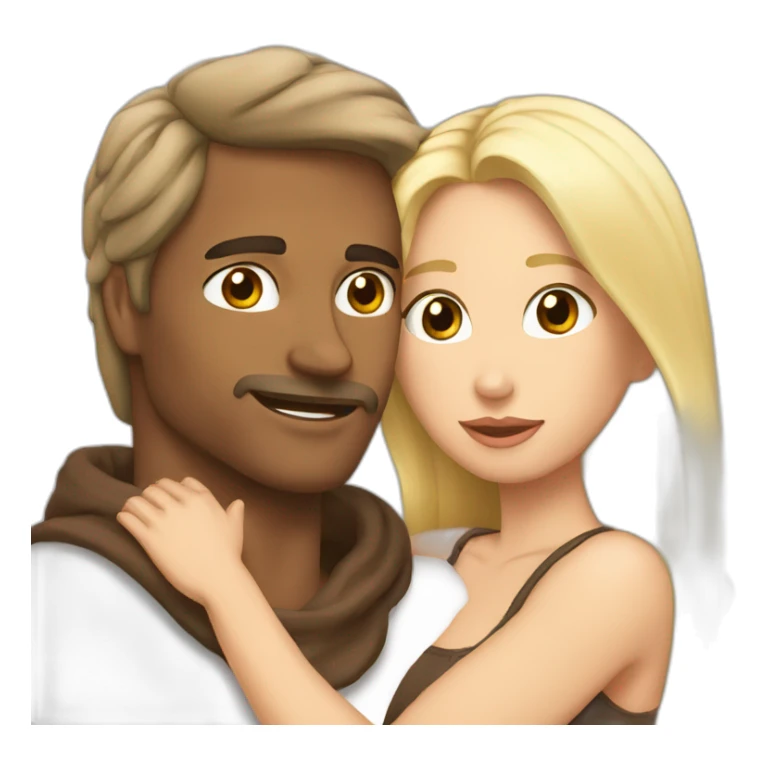 brune qui fait un calin a un blond sticker