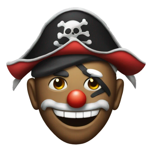 classic clown emoji but with an eyepatch and pirate hat sticker