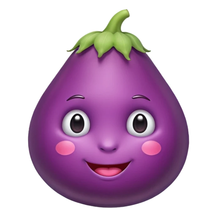 Eggplant with tiny circle feet and a cute face with circular pink cheeks sticker