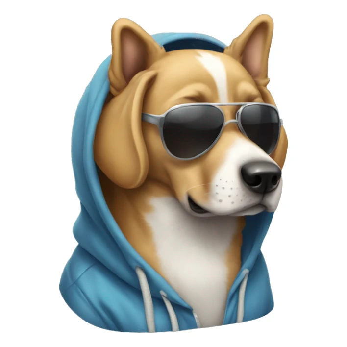 Dog wearing a hoodie and sunnies sticker