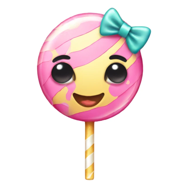 Kawaii pink lollipop with a bow with pearls sticker