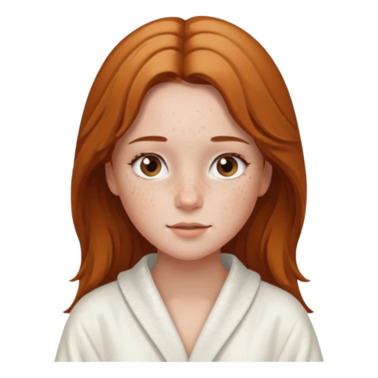 girl having facial wearing white robe, light brown coloour sticker