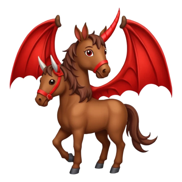 horse with horns and red bat wings sticker