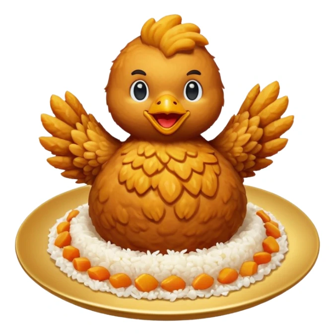 chicken dancing on top of rice (a chicken rice emoji) sticker