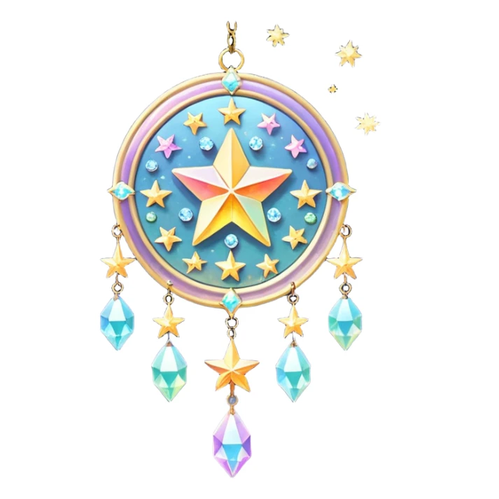 Sparkly glittery aesthetic Iridescent suncatcher hanging crystals and tiny stars aesthetic decoration sticker
