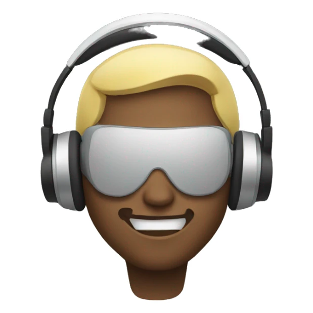 man wearing headphones with explosion face while wearing headphones sticker