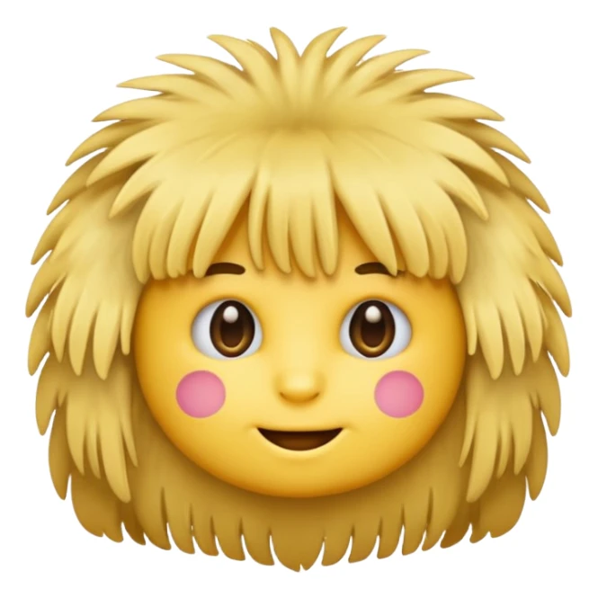 Emoji with a fringe fluffy and with two hands on both sides with the number 6 and 7 on each  sticker