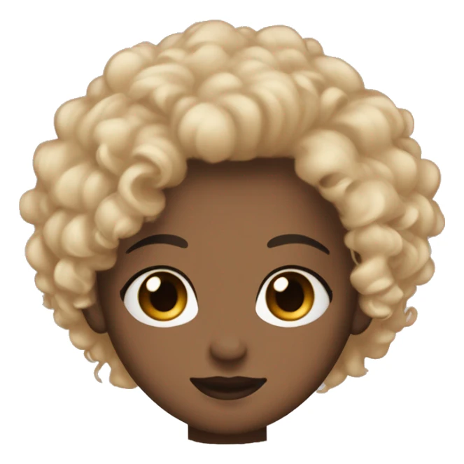 curly black hair with blond tips skin color light brown button nose eyebrows brown/ black eyes and I'm a girl sticker