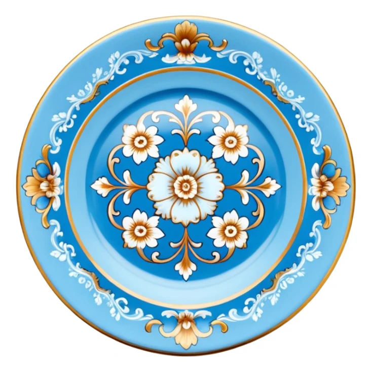 vintage rococo highly detailed pale blue plate sticker