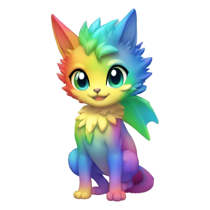 a anthro chibi-style rainbow-gradient-shiny gem-sparkle-Fakémon-hybrid full body sticker