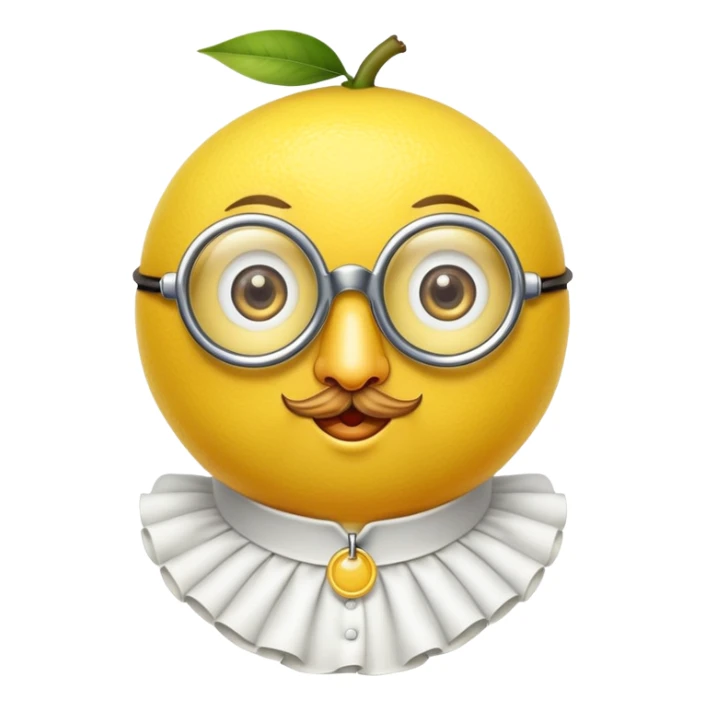 lemon citrus fruit wearing a monocle single eyeglass and Elizabethan Victorian ruffled collar sticker