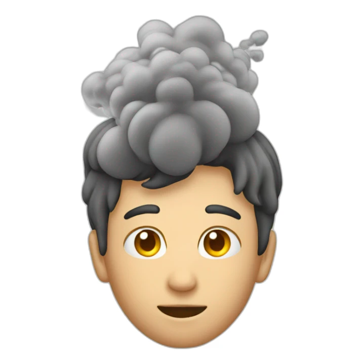 young man with smoke coming out of his head like a chimney sticker