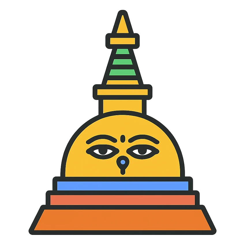 stupa or temple icon, clean modern style, representing exploring Kathmandu's heritage sites sticker