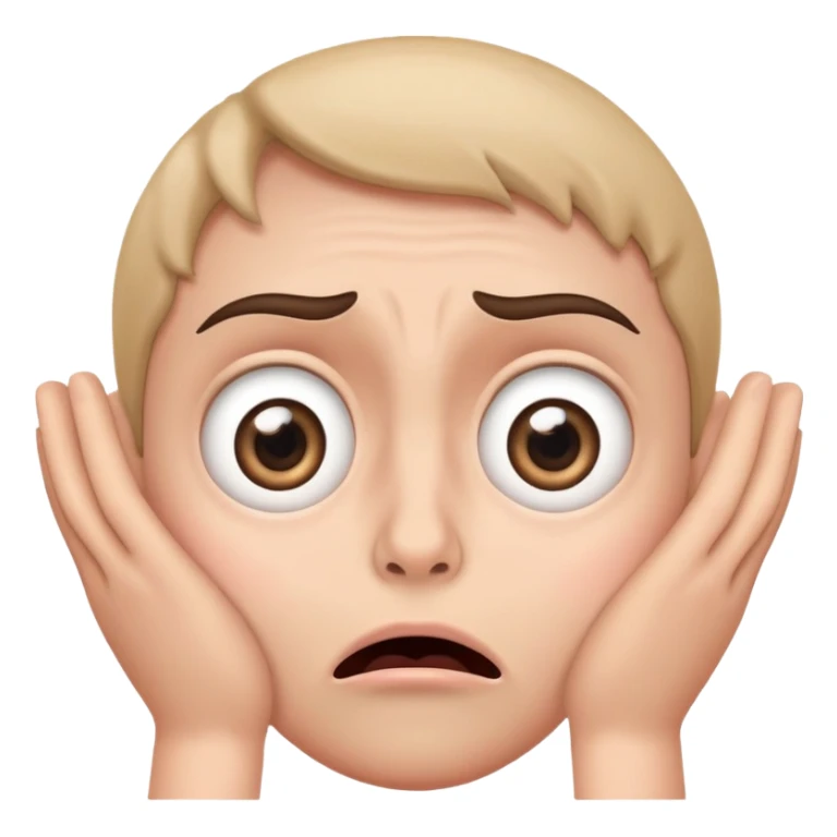 frightened face with wide eyes and hands on cheeks sticker