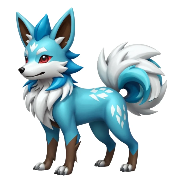 Colorful shiny cyan Zigzagoon-Lycanroc-Hybrid (Full body) sticker