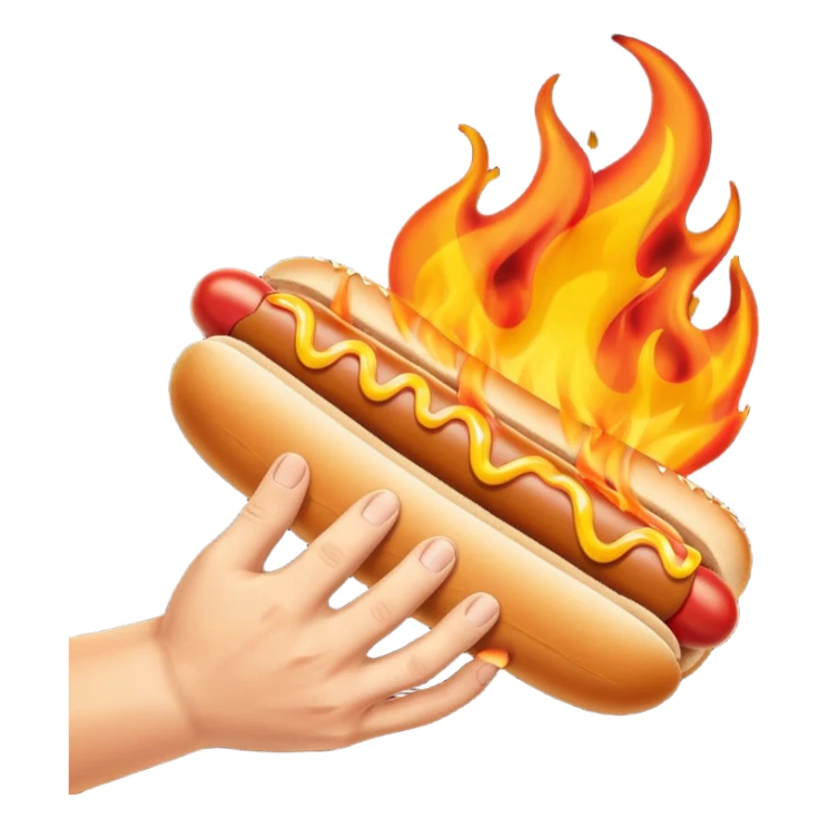 Hand Holding a Flaming Hotdog sticker