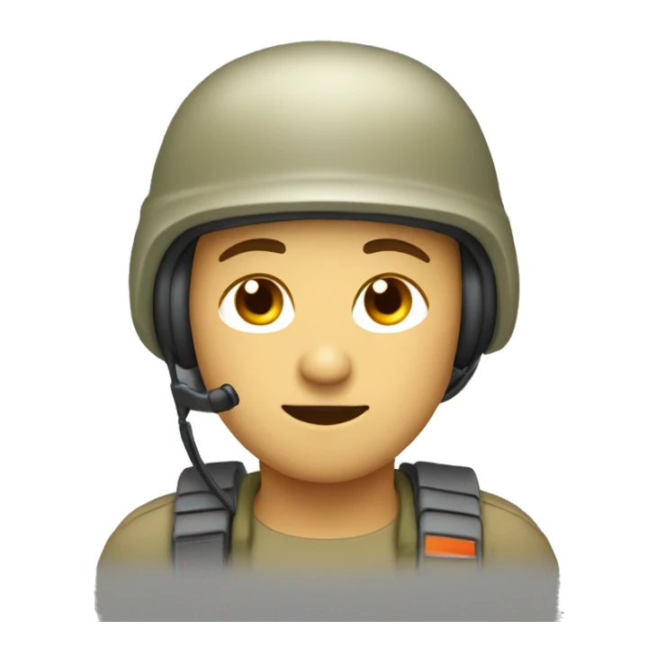 operator dressed in khaki color with a milatary helmet, without glasses, preferably male sticker