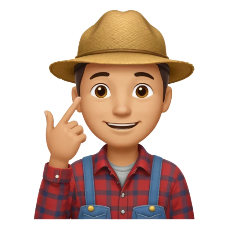 combination of these 👨‍🌾😄 with 🤔 gesture; a and under his face and thinking sticker